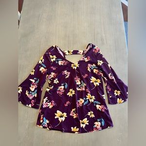 Floral print blouse, 3/4 length bell sleeves